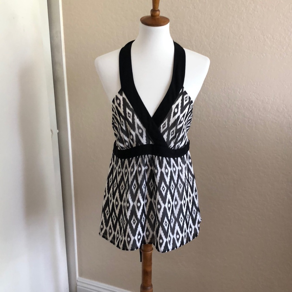 Silk black & white halter top